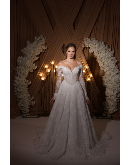 DANTELLI KOLLU HELEN GELINLIK